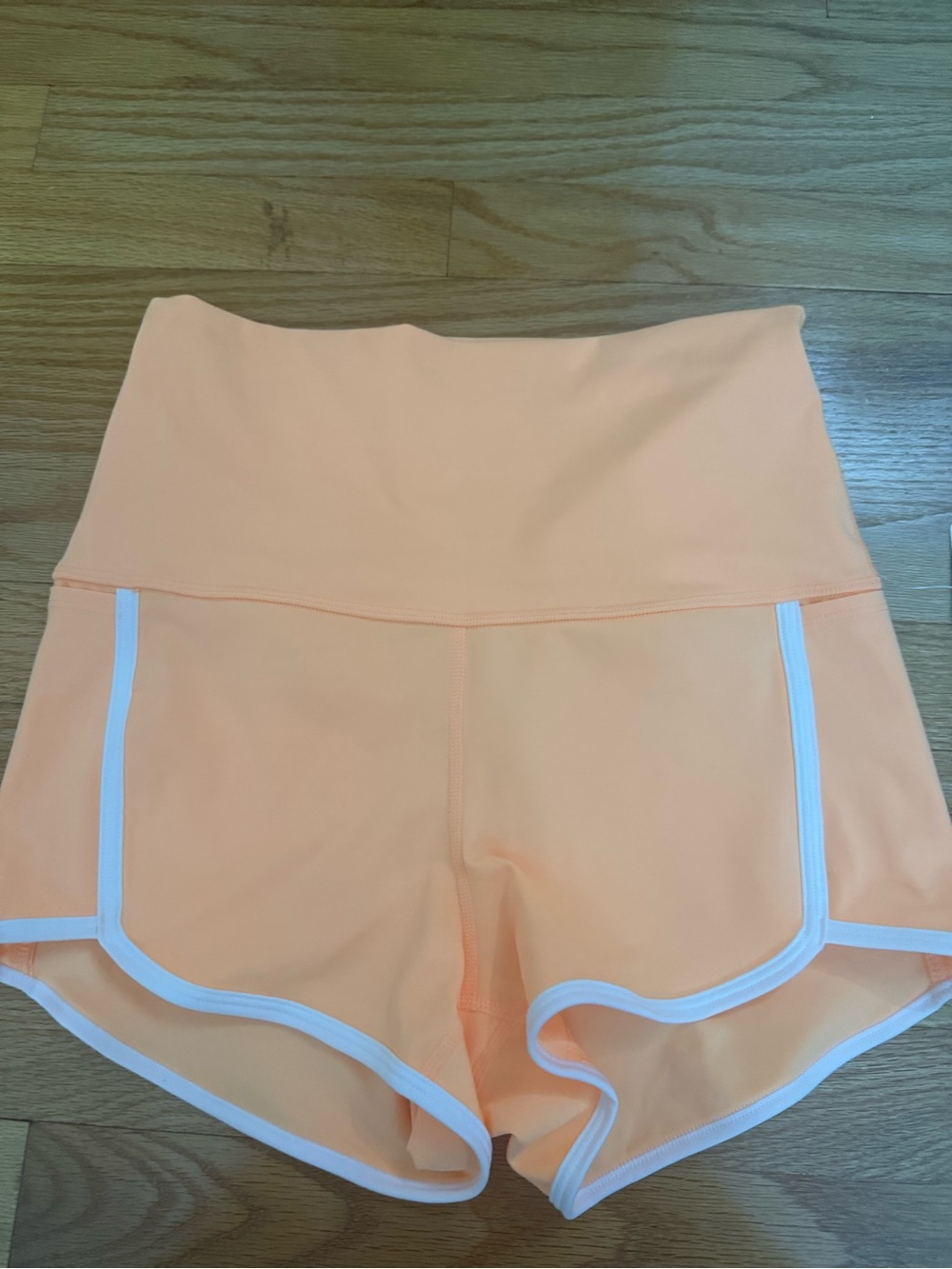 Free People Peach High-Waist Bike Shorts with White Trim